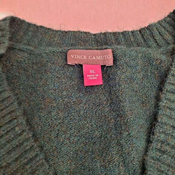 Vince Camuto V-neck Ribbed-edge Sweater Womens Size XL Green Relaxed Fit - Picture 3 of 8